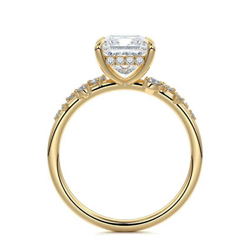 Jessara - Princess Yellow Gold Engagement Ring Profile View | Nura Lab