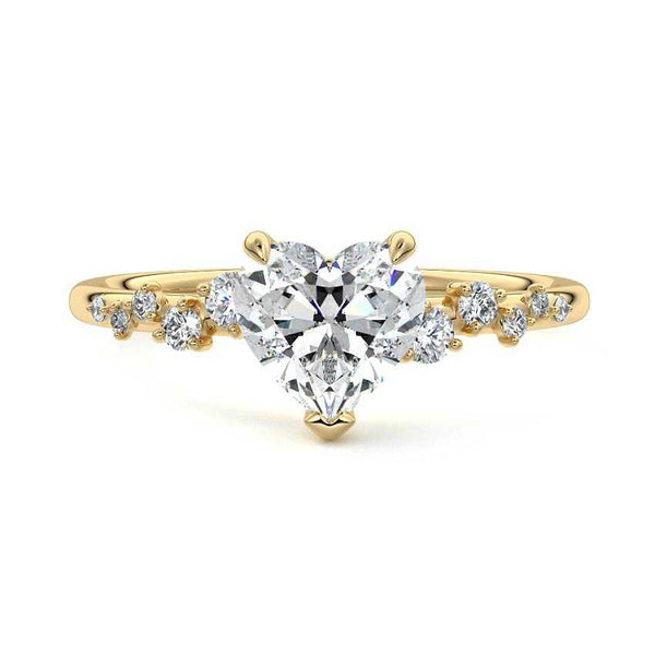 Jessara - Heart Hidden Halo Cluster Side Stone Lab Grown Diamond Engagement Ring
