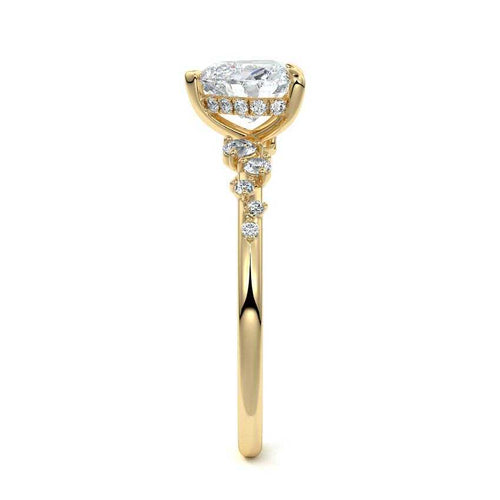 Jessara - Heart Yellow Gold Engagement Ring Side View | Nura Lab