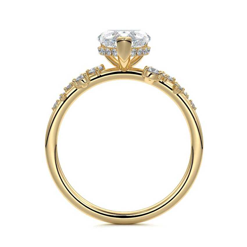 Jessara - Heart Yellow Gold Engagement Ring Profile View | Nura Lab