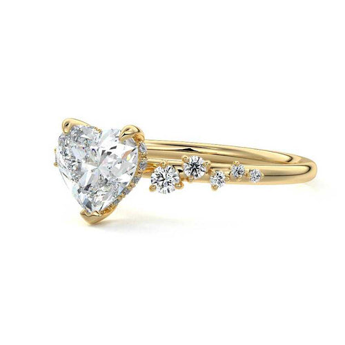 Jessara - Heart Yellow Gold Engagement Ring Detail View | Nura Lab
