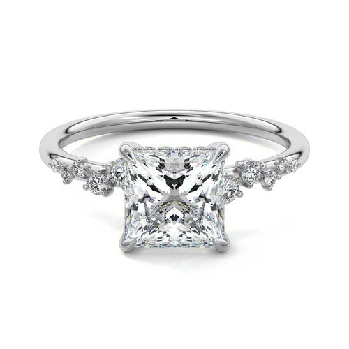 Jessara - Princess White Gold Lab Grown Diamond Engagement Ring | Nura Lab
