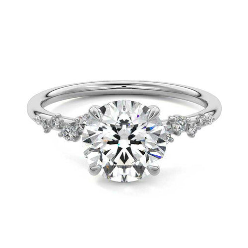 Jessara round hidden halo cluster side stone lab grown diamond engagement ring in platinum