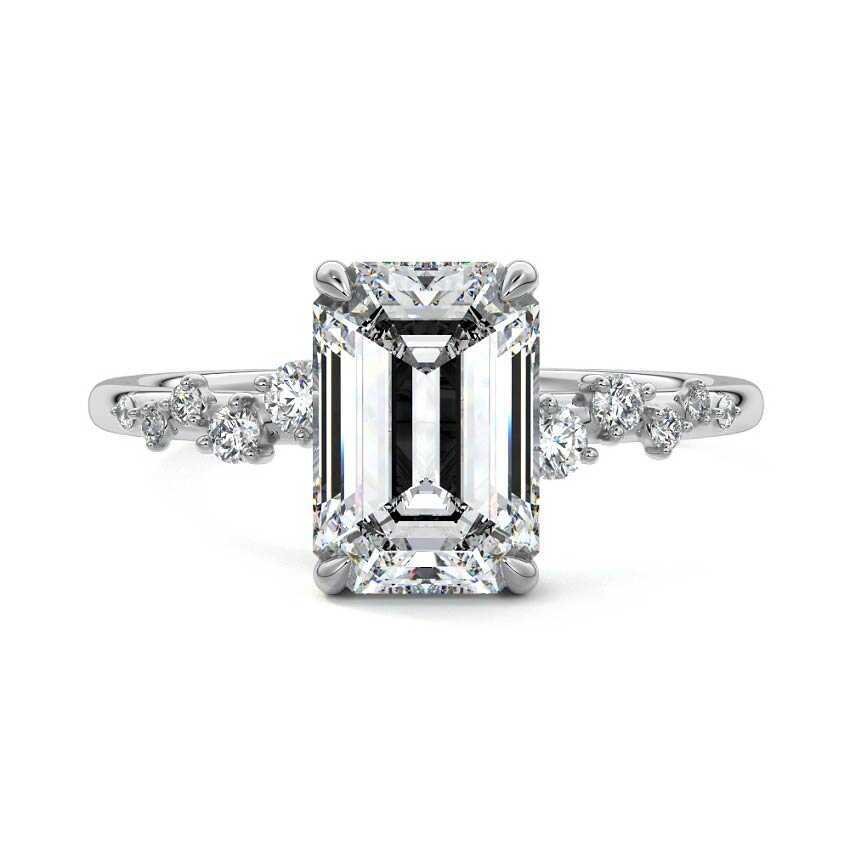 Jessara - Emerald Cut Platinum Lab Grown Diamond Engagement Ring | Nura Lab