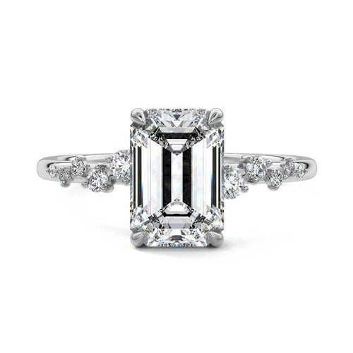 Jessara - Emerald Cut Platinum Lab Grown Diamond Engagement Ring | Nura Lab