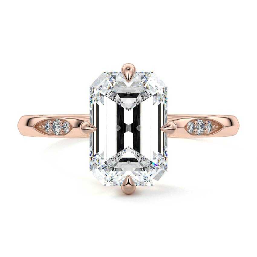 Kaia - Emerald Cut Rose Gold Lab Grown Diamond Engagement Ring | Nura Lab