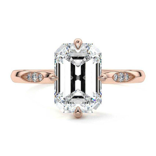 Kaia - Emerald Cut Rose Gold Lab Grown Diamond Engagement Ring | Nura Lab