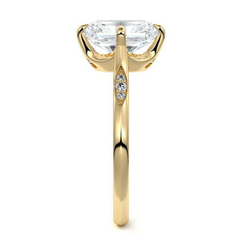 Kaia - Radiant Yellow Gold Engagement Ring Side View | Nura Lab