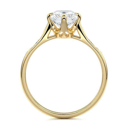 Kaia - Radiant Yellow Gold Engagement Ring Profile View | Nura Lab