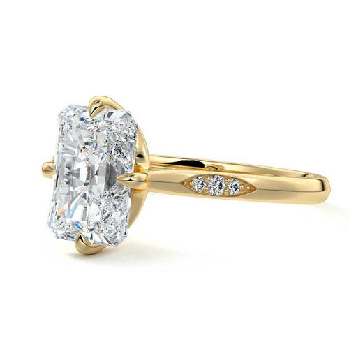 Kaia - Radiant Yellow Gold Engagement Ring Detail View | Nura Lab