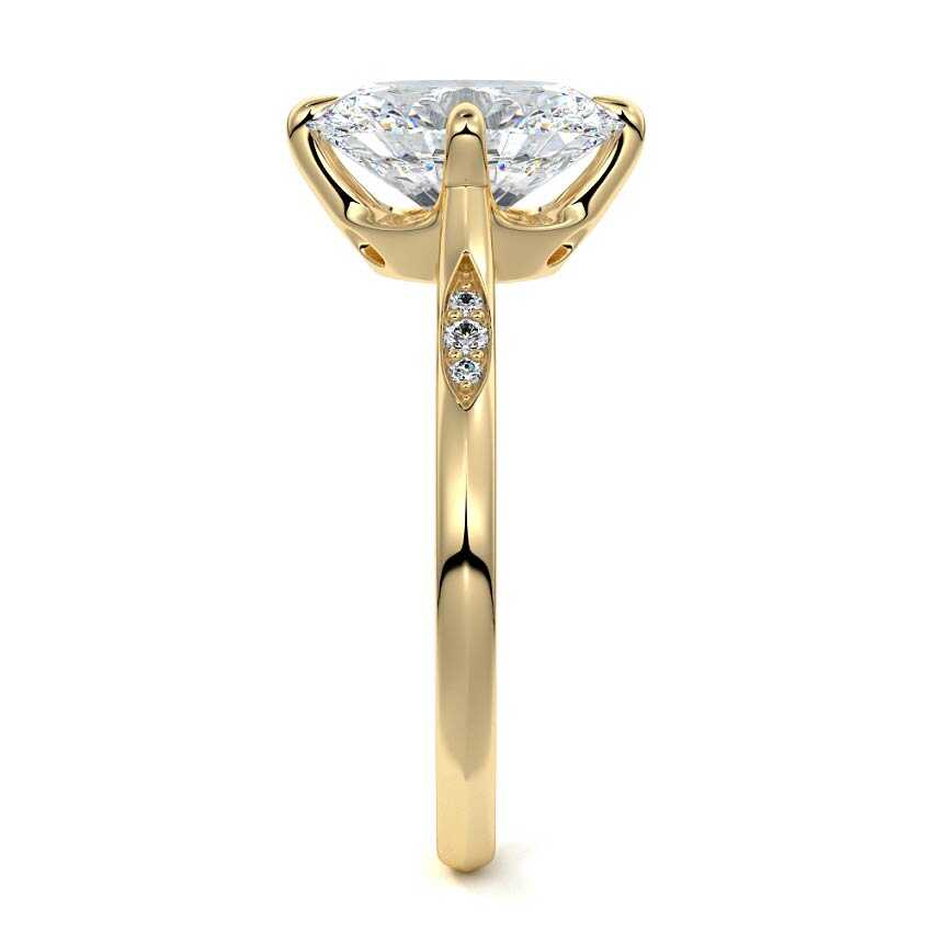Kaia - Oval Yellow Gold Engagement Ring Side View | Nura Lab