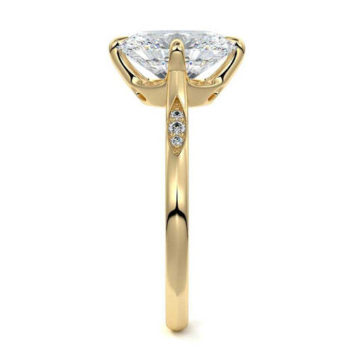 Kaia - Oval Yellow Gold Engagement Ring Side View | Nura Lab