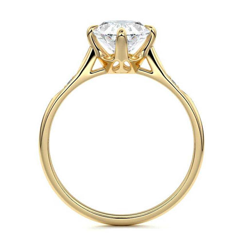 Kaia - Oval Yellow Gold Engagement Ring Profile View | Nura Lab