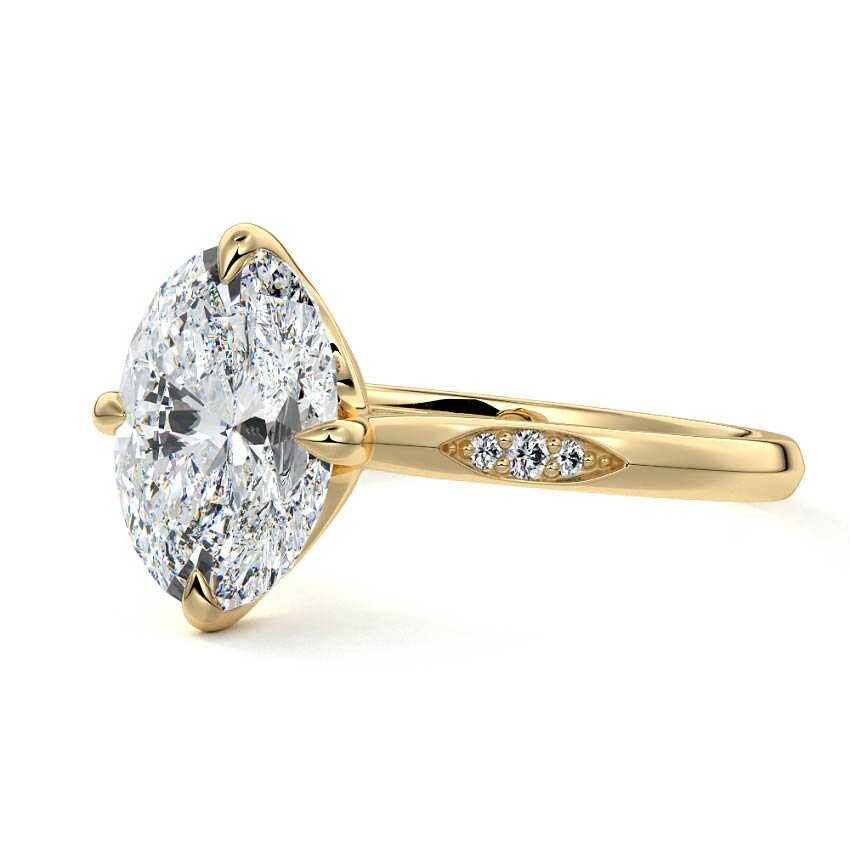 Kaia - Oval Yellow Gold Engagement Ring Detail View | Nura Lab