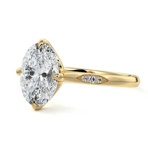 Kaia - Oval Yellow Gold Engagement Ring Detail View | Nura Lab