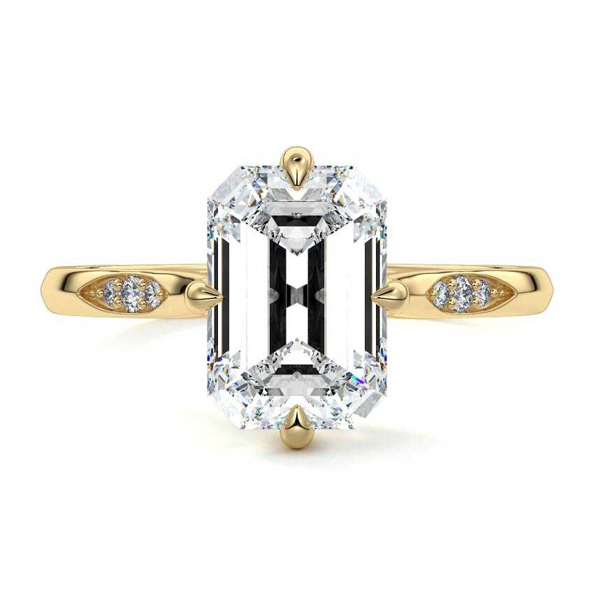 Kaia - Emerald Cut Yellow Gold Lab Grown Diamond Engagement Ring | Nura Lab