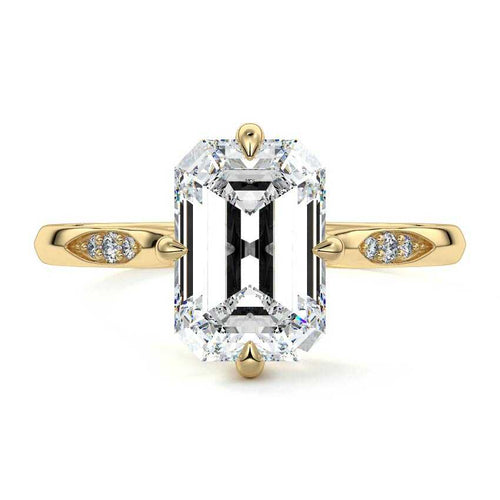 Kaia - Emerald Cut Yellow Gold Lab Grown Diamond Engagement Ring | Nura Lab