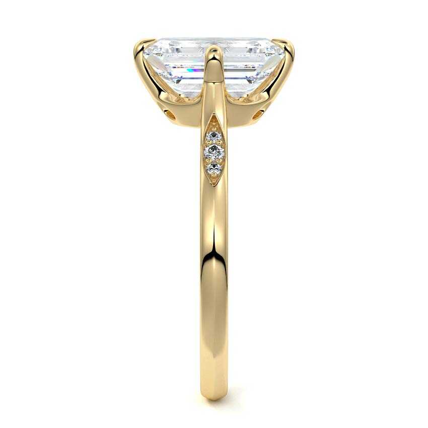 Kaia - Emerald Cut Yellow Gold Engagement Ring Side View | Nura Lab