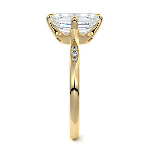 Kaia - Emerald Cut Yellow Gold Engagement Ring Side View | Nura Lab