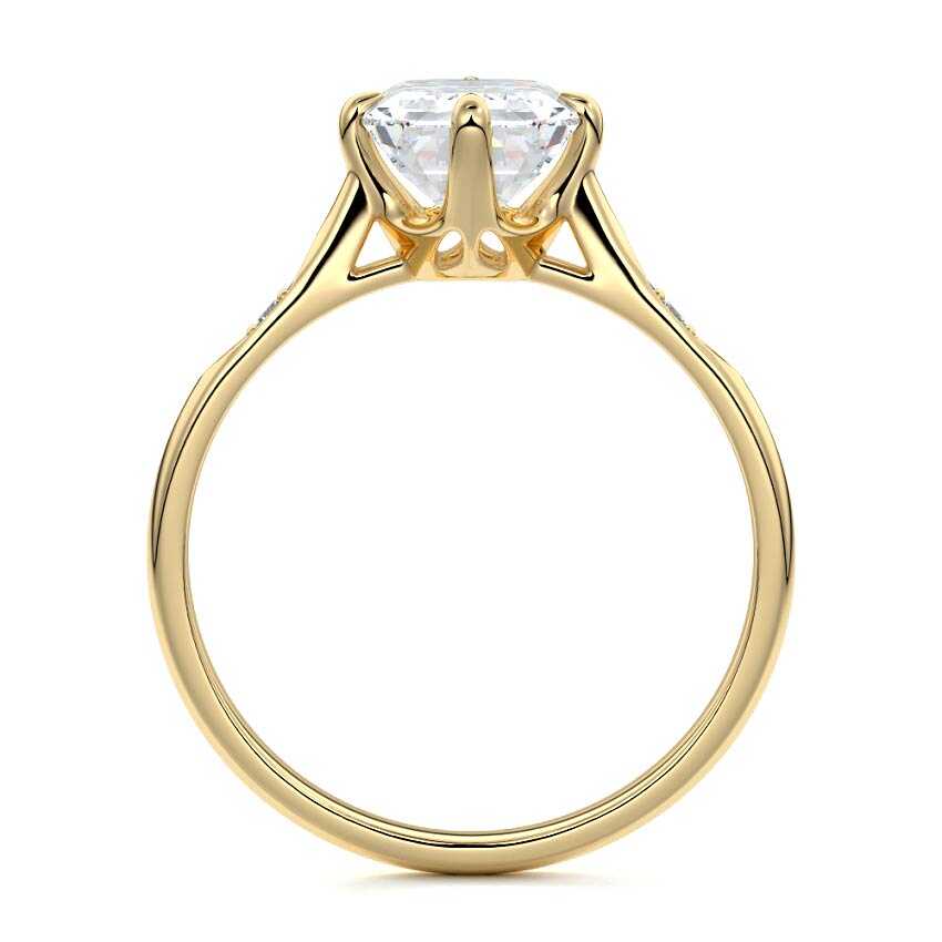 Kaia - Emerald Cut Yellow Gold Engagement Ring Profile View | Nura Lab
