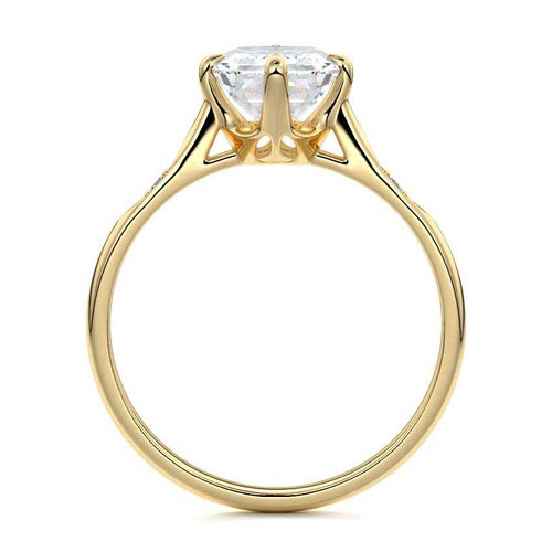Kaia - Emerald Cut Yellow Gold Engagement Ring Profile View | Nura Lab