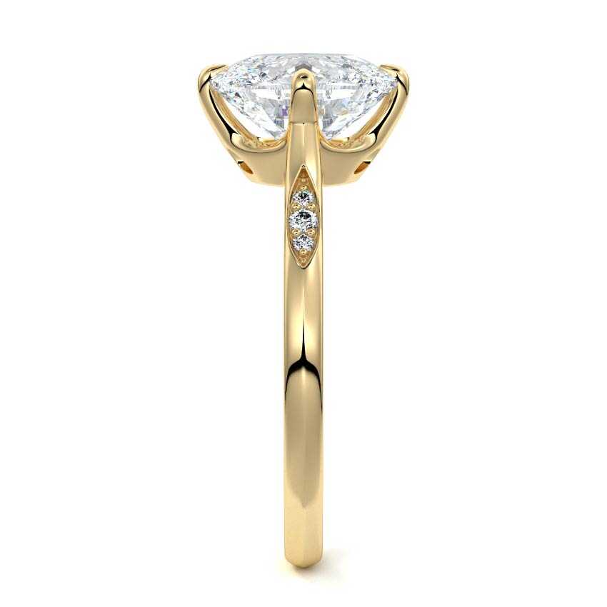 Kaia - Cushion Yellow Gold Engagement Ring Side View | Nura Lab