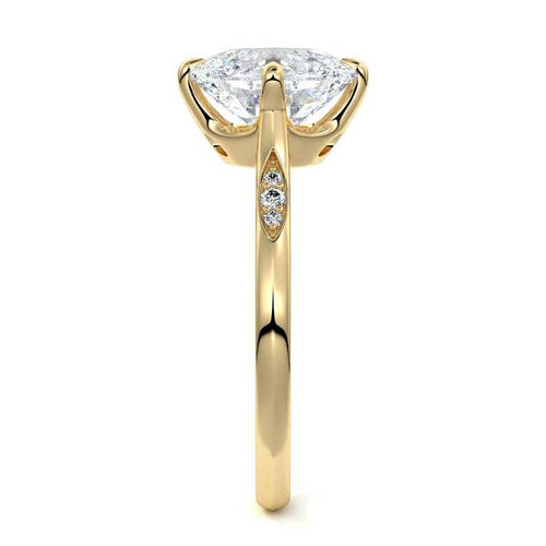 Kaia - Cushion Yellow Gold Engagement Ring Side View | Nura Lab