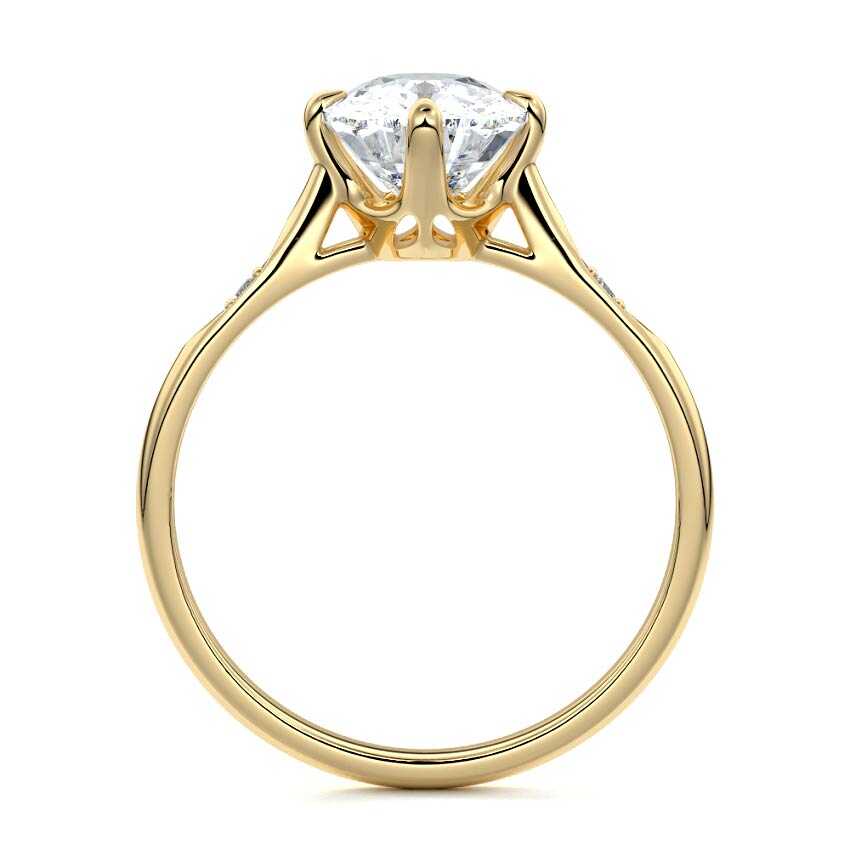 Kaia - Cushion Yellow Gold Engagement Ring Profile View | Nura Lab