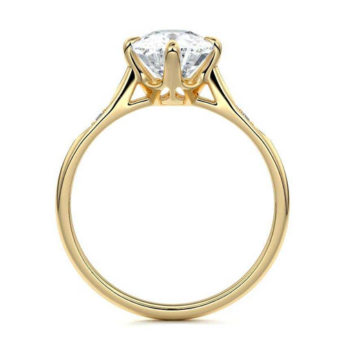 Kaia - Cushion Yellow Gold Engagement Ring Profile View | Nura Lab