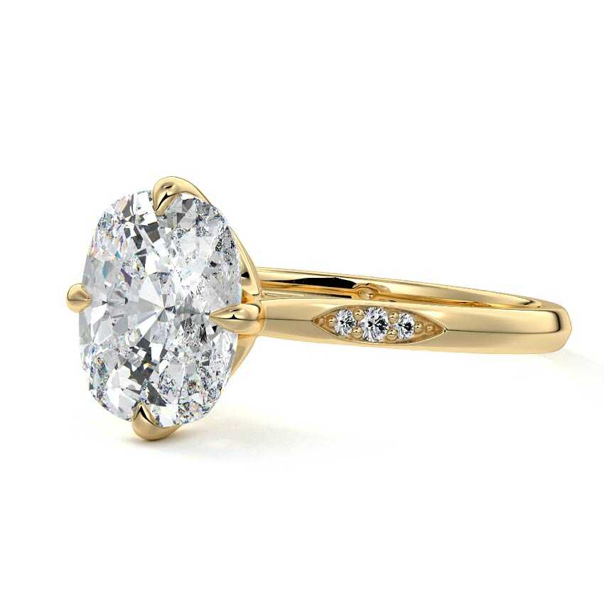 Kaia - Cushion Yellow Gold Engagement Ring Detail View | Nura Lab