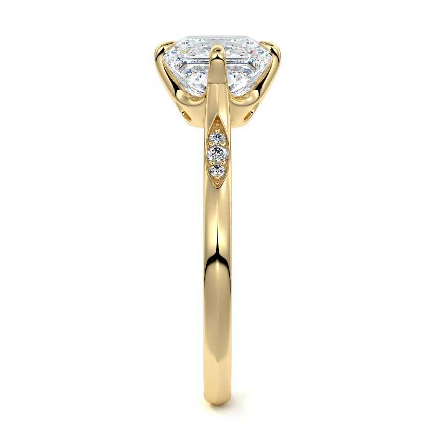 Kaia - Princess Yellow Gold Engagement Ring Side View | Nura Lab