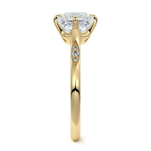Kaia - Princess Yellow Gold Engagement Ring Side View | Nura Lab