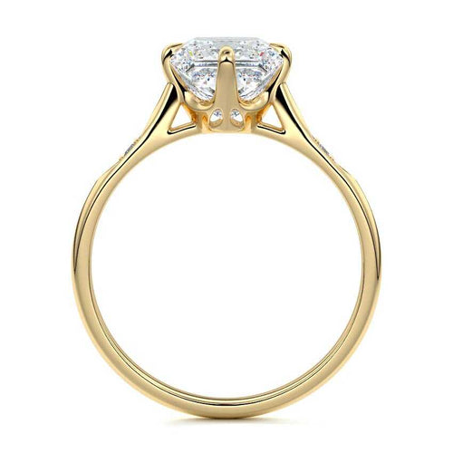 Kaia - Princess Yellow Gold Engagement Ring Profile View | Nura Lab