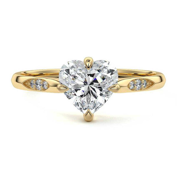 Kaia - Heart Flush Set Side Stone Lab Grown Diamond Engagement Ring