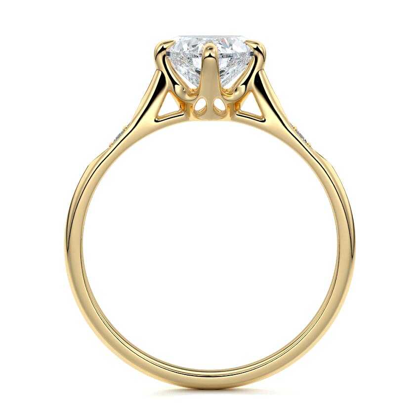 Kaia - Heart Yellow Gold Engagement Ring Profile View | Nura Lab