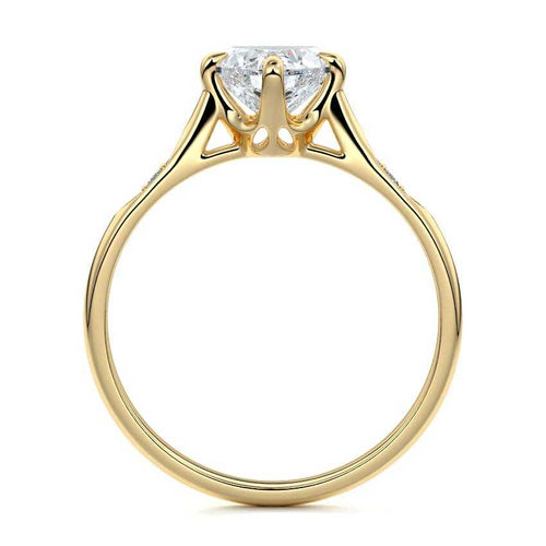 Kaia - Heart Yellow Gold Engagement Ring Profile View | Nura Lab