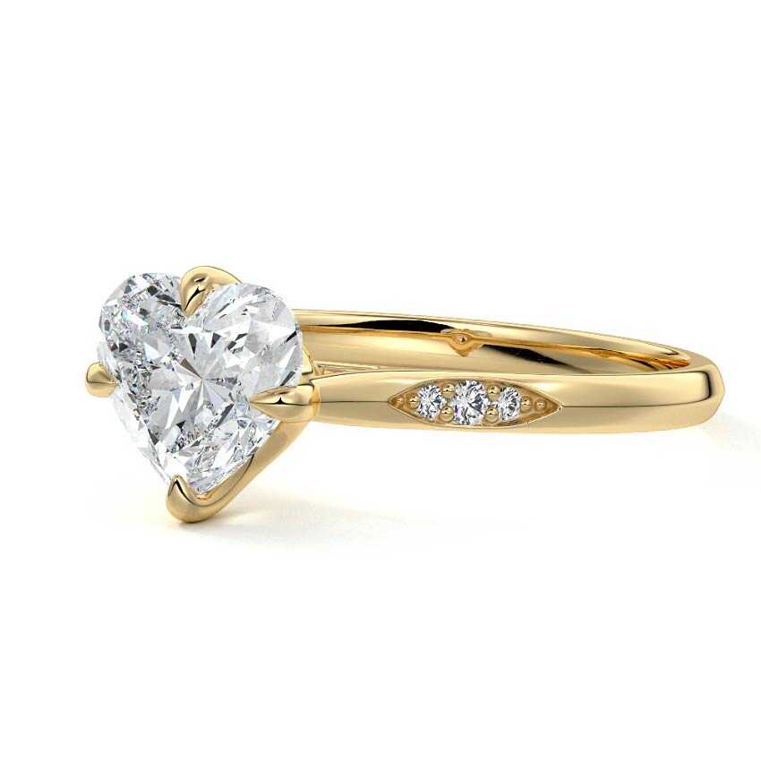 Kaia - Heart Yellow Gold Engagement Ring Detail View | Nura Lab