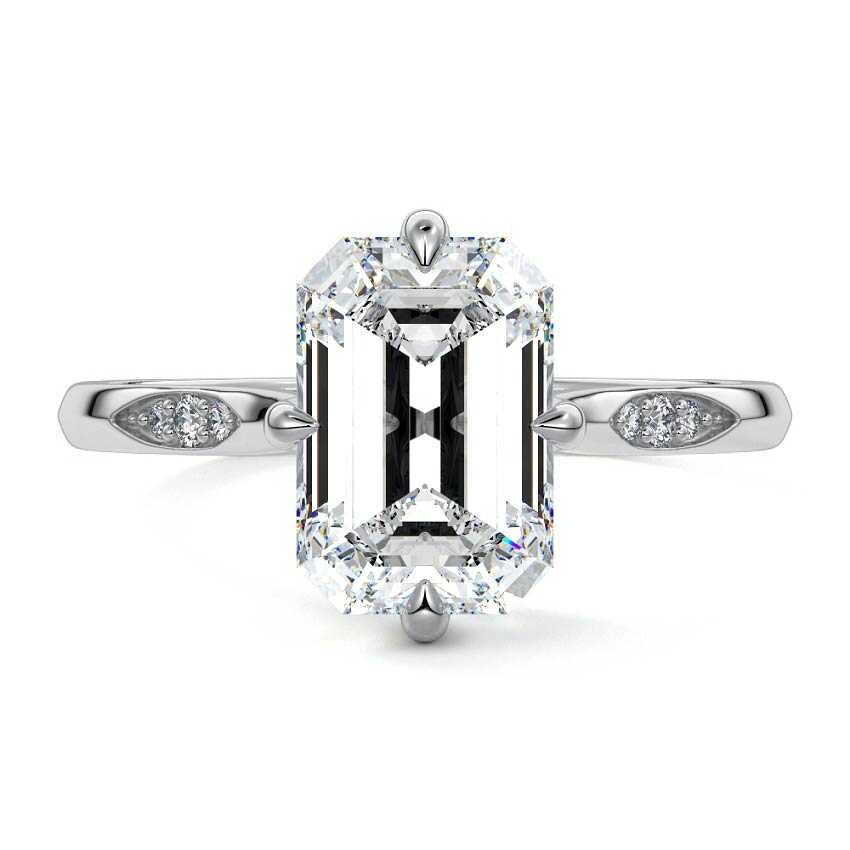 Kaia - Emerald Cut White Gold Lab Grown Diamond Engagement Ring | Nura Lab