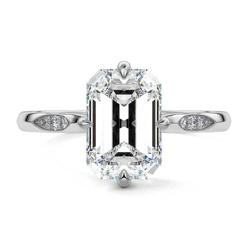 Kaia - Emerald Cut White Gold Lab Grown Diamond Engagement Ring | Nura Lab