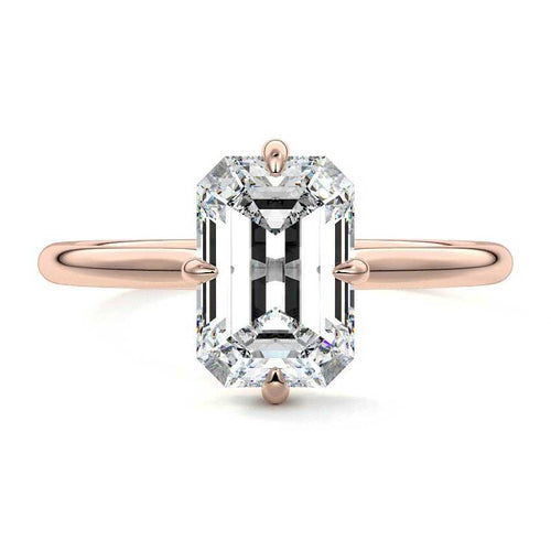 Ornella - Emerald Cut Rose Gold Lab Grown Diamond Engagement Ring | Nura Lab