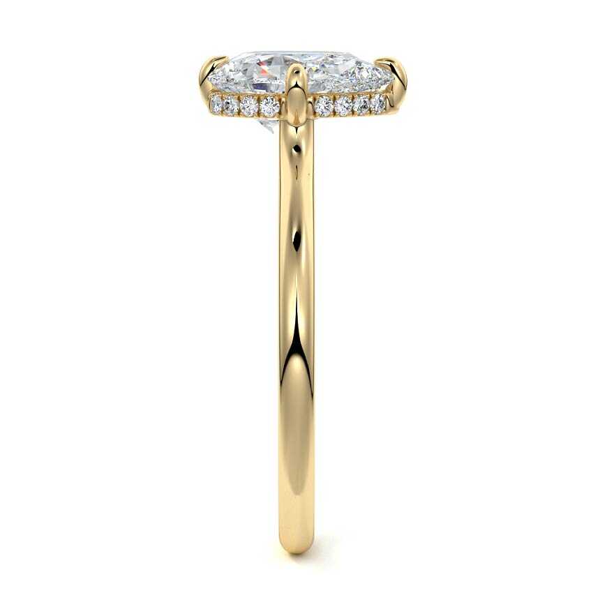 Ornella - Pear Yellow Gold Engagement Ring Side View | Nura Lab