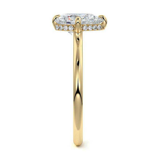 Ornella - Pear Yellow Gold Engagement Ring Side View | Nura Lab
