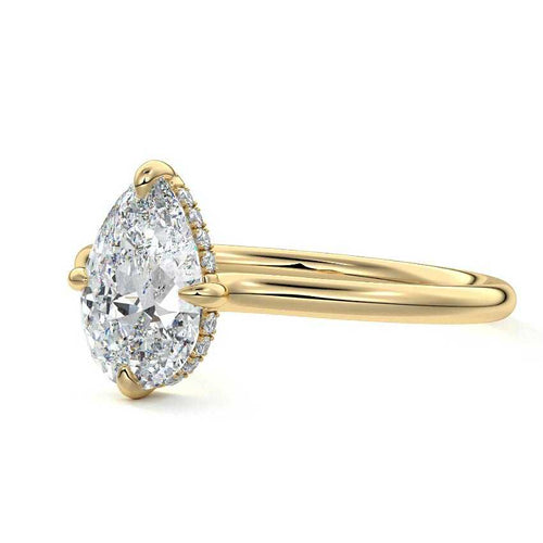 Ornella - Pear Yellow Gold Engagement Ring Detail View | Nura Lab