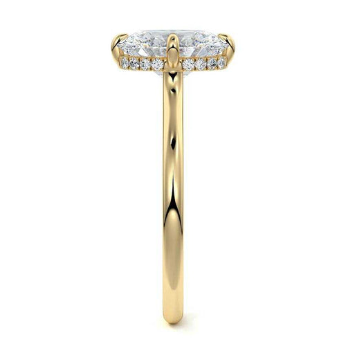 Ornella - Oval Yellow Gold Engagement Ring Side View | Nura Lab