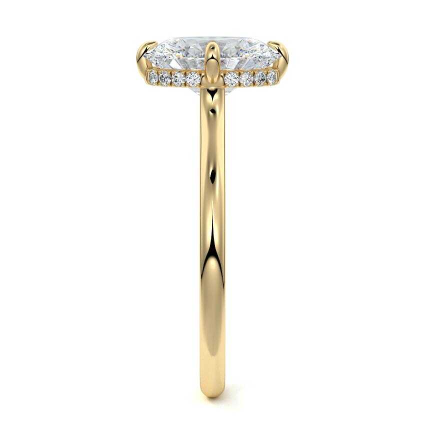Ornella oval hidden halo solitaire lab grown diamond engagement ring in yellow gold