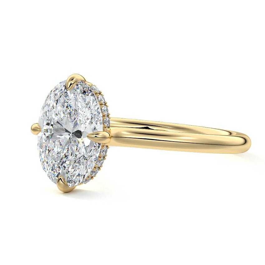 Ornella - Oval Yellow Gold Engagement Ring Detail View | Nura Lab