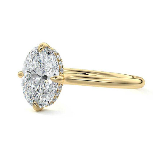 Ornella - Oval Yellow Gold Engagement Ring Detail View | Nura Lab