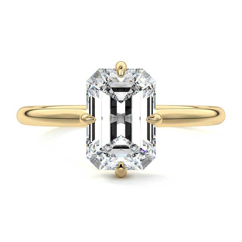Ornella - Emerald Cut Yellow Gold Lab Grown Diamond Engagement Ring | Nura Lab