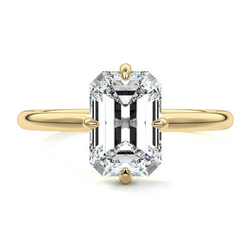 Ornella - Emerald Cut Yellow Gold Lab Grown Diamond Engagement Ring | Nura Lab