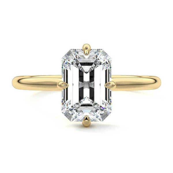 Ornella - Emerald Cut Hidden Halo Solitaire Lab Grown Diamond Engagement Ring